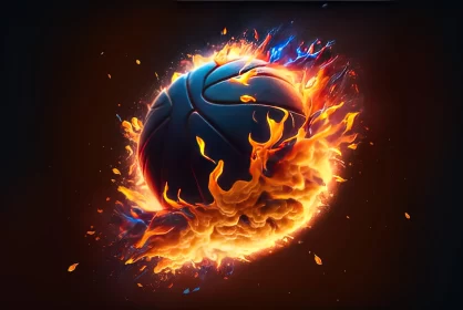Fiery Basketball: A Fusion of Realism and Surrealism