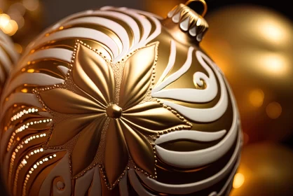 Golden Christmas Tree with Ceramic Baubles AI Image