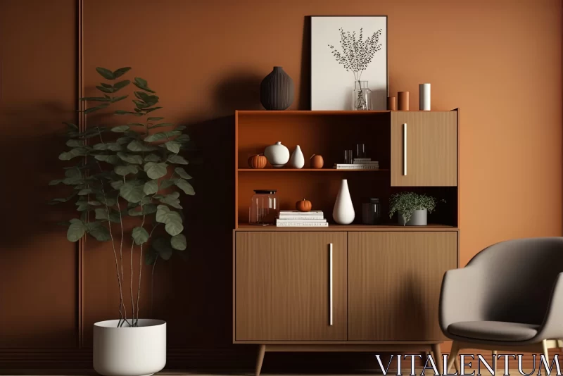 Minimalist Interior with Earthy Tones and Classic Still-Life Atmosphere AI Image