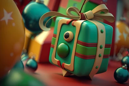 Christmas Gift Box 3D Render - Playful and Colorful AI Image