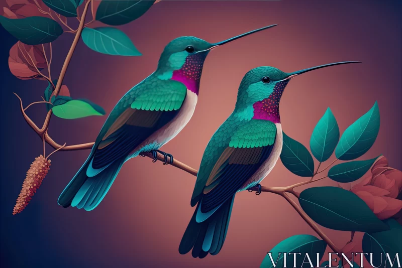 Feathered Hummingbirds: Realistic Animal Portraits AI Image