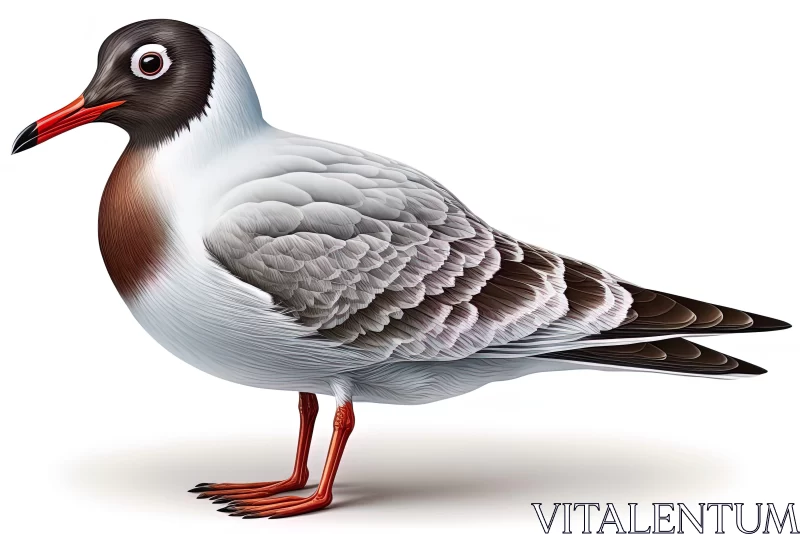 Seagull Illustration on White Background AI Image