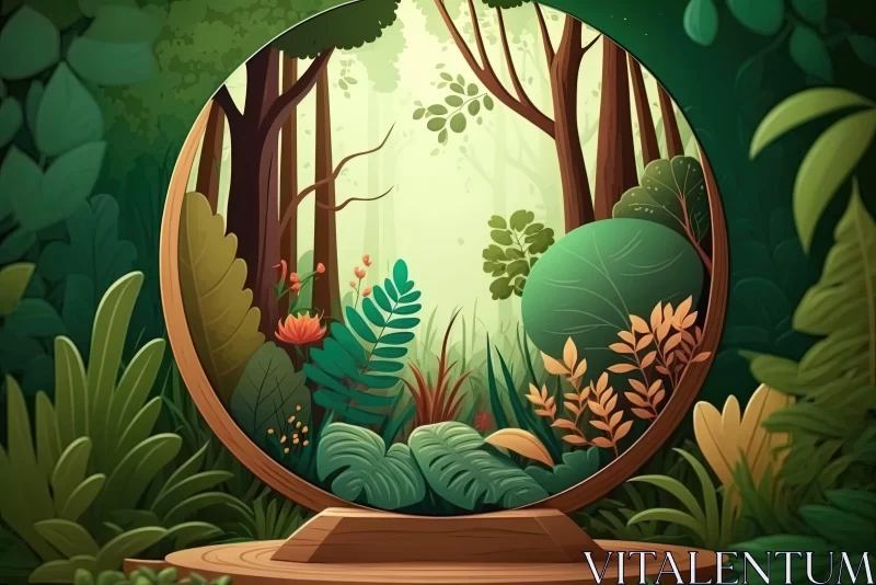 Enchanting Forest Scene - Tranquil Gardenscape Illustration AI Image