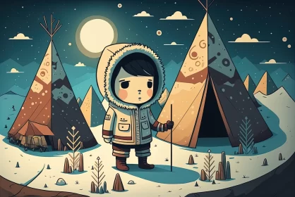 Snowy Landscapes and Charming Characters: An Illustrative Journey