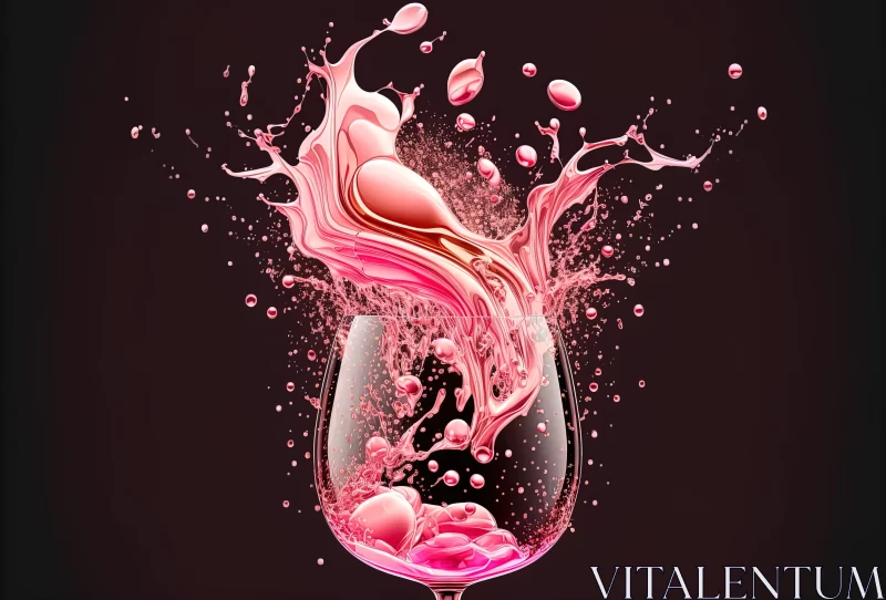 Splashing Wine in Glass: A Surrealistic Realism Art AI Image