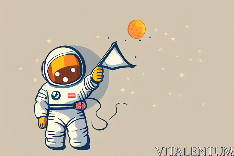 Vintage Cartoon Astronaut in Space - Stars Art Group Xing Xing AI Image