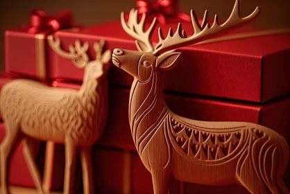 Intricate Woodwork: Deer and Christmas Gifts