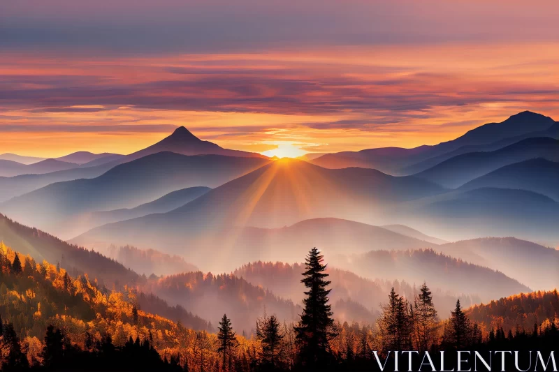 Mountain Sunrise - A Spectacle of Nature's Beauty AI Image