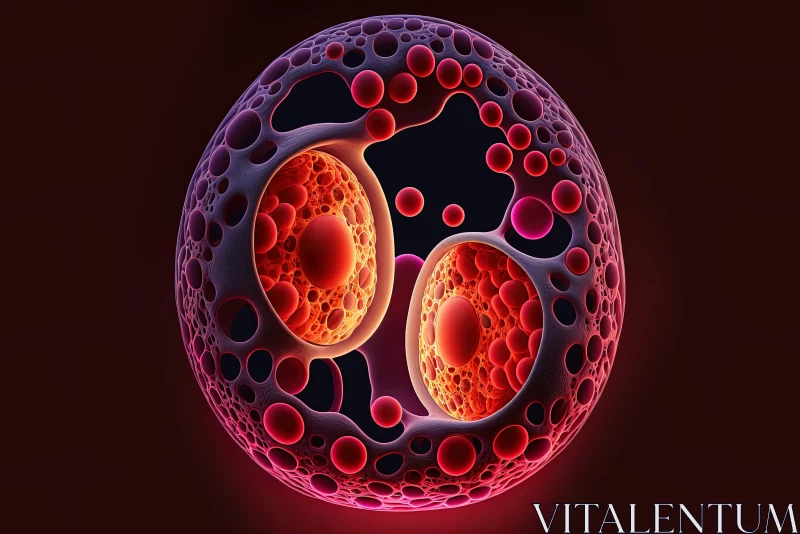 Mystical Egg Cell Illustration in Chiaroscuro Style AI Image