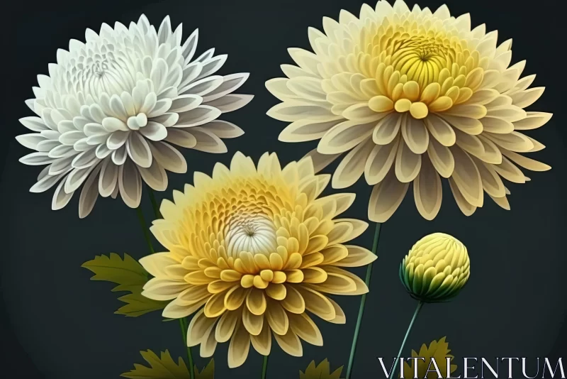 Surrealistic Vector Illustration of Chrysanthemums AI Image