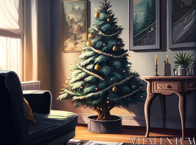 Charming Christmas Scene in Cartoon-Realism Style AI Image
