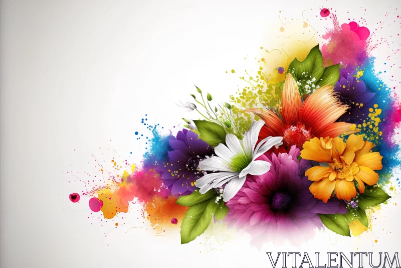 Colorful Floral Explosion: Spray Paint Artistry AI Image