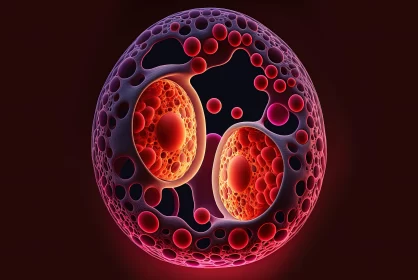 Mystical Egg Cell Illustration in Chiaroscuro Style AI Image