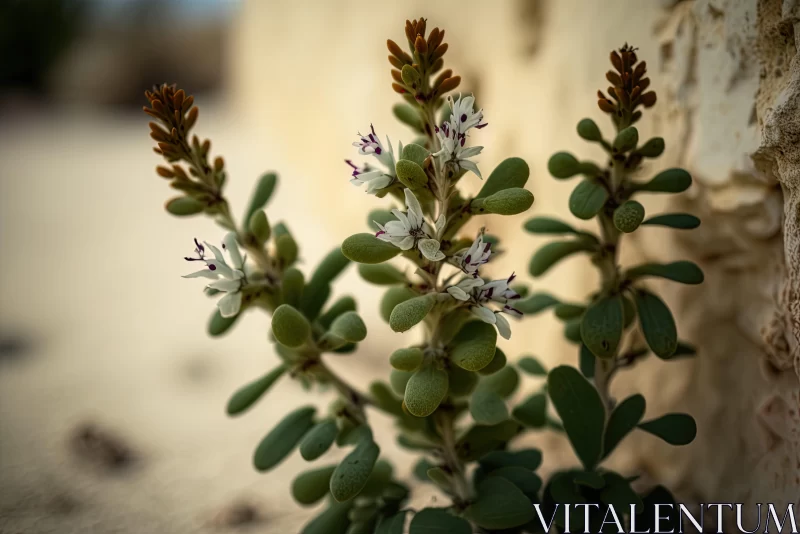 Nature's Delicate Beauty: Plant in Sand with Indigenous Motifs AI Image