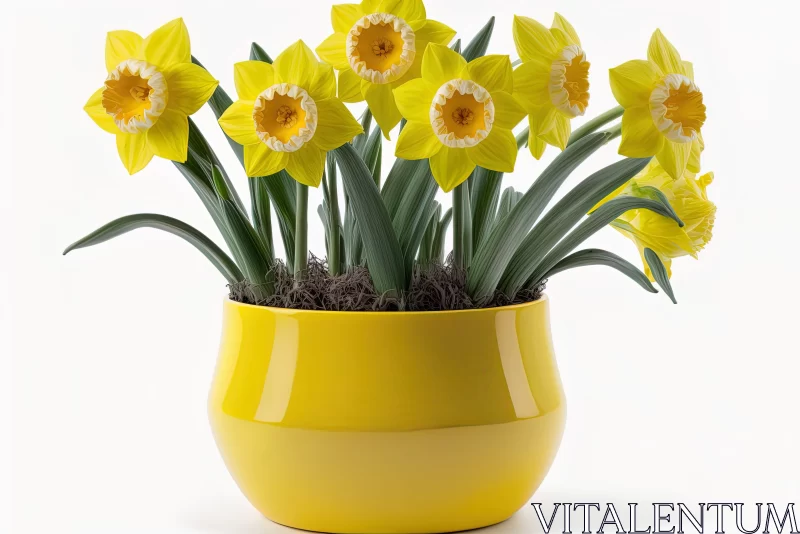 Bright Daffodils in Yellow Pot: A Digitally Enhanced Visual AI Image