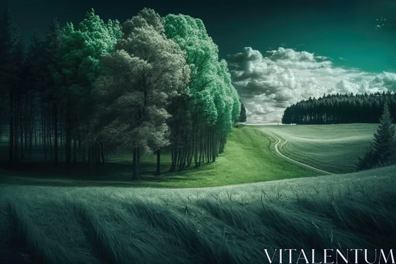 Infrared Landscape: A Surrealistic Dutch Vista AI Image