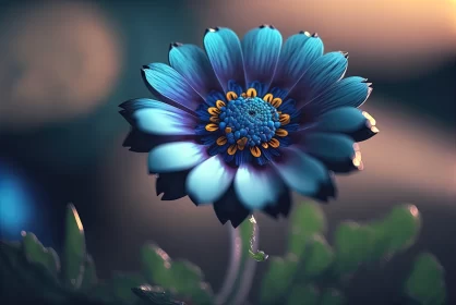 Captivating Blue Flower in Cartoon Style