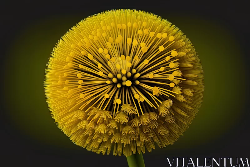 3D Model of a Dandelion Bud: Photorealistic and Symmetrical AI Image