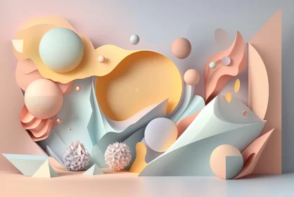 Abstract 3D Rendered Composition with Soft Tonal Colors