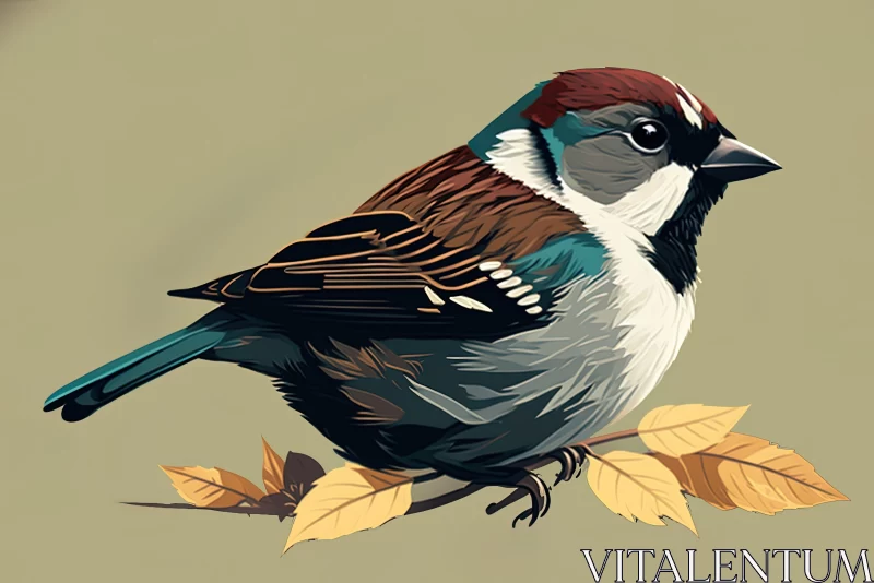 Pop Art Inspired Bird Illustration in Blue and Brown AI Image