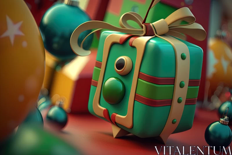 Christmas Gift Box 3D Render - Playful and Colorful AI Image