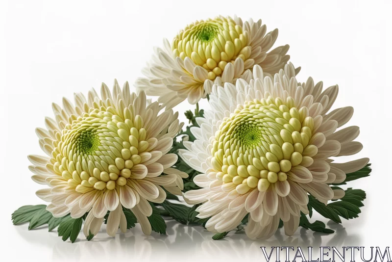 Three Chrysanthemums: An Emotive Floral Portrait AI Image