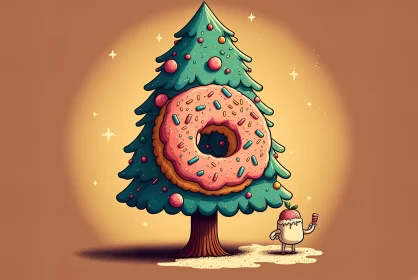 Christmas Tree with Donut: A Playful Celebration of Nature