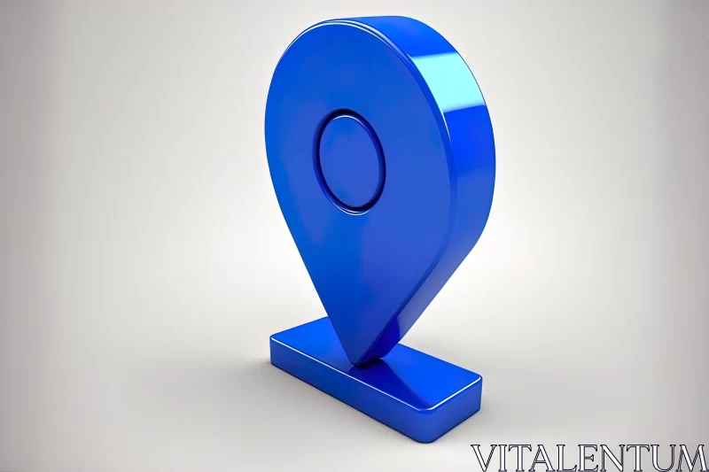 AI ART Minimalist Blue Pin Sculpture - A Blend of Cartography and Urban Signage