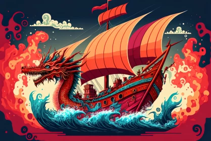 Red Dragon on Ship: A Vibrant Sea Voyage