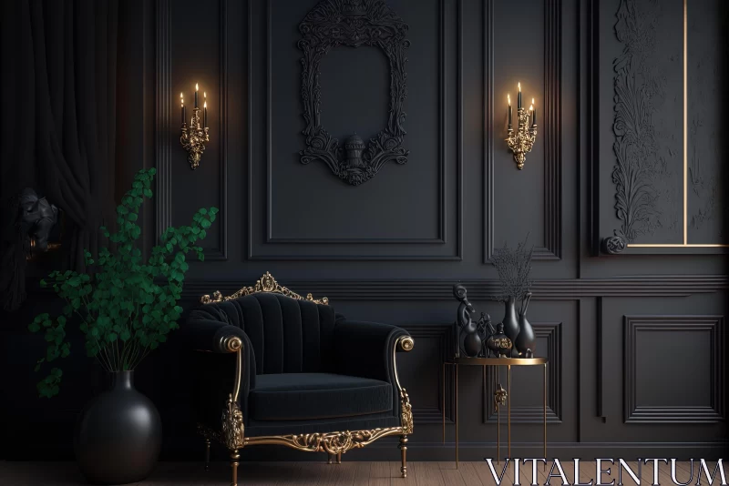 Dark Romanticism in a Gothic-Styled Interior AI Image