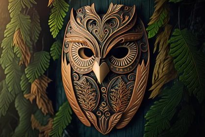 Intricate Owl Mask Craftsmanship Inspired by Maori Folklore AI Image