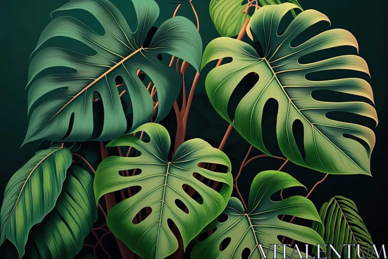 AI ART Tropical Leaves in Organic Realism: Metropolis Meets Nature