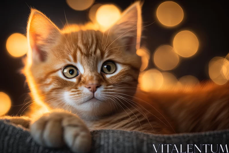 Adorable Orange Tabby Cat in Soft Bokeh Lighting AI Image