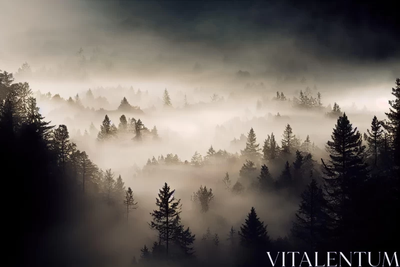 Mystical Foggy Forest: An Epic and Intricate Landscape AI Image
