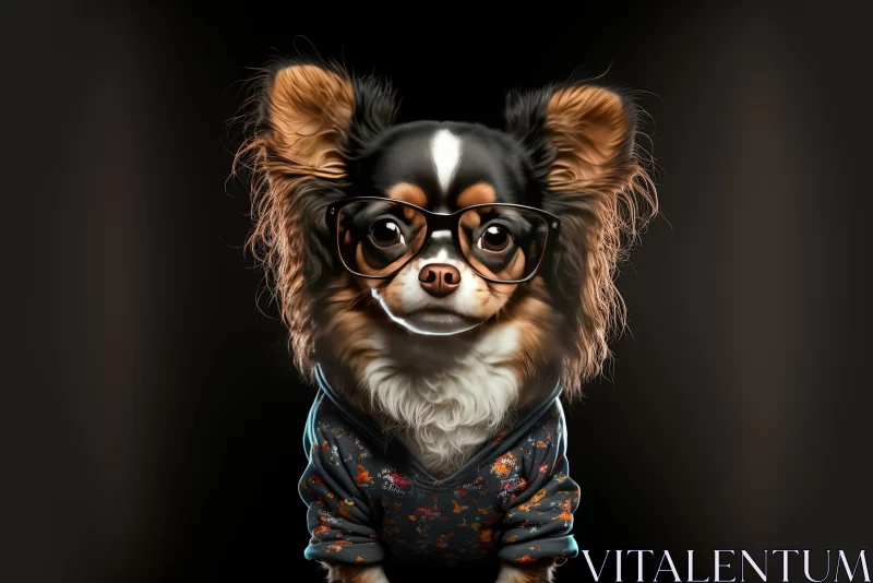 Charming Chihuahua in Glasses: A Warmcore Illustration AI Image