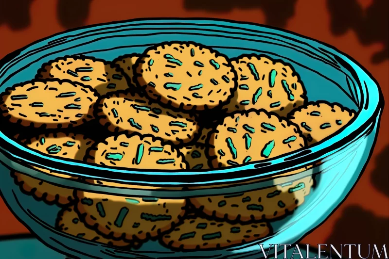 Cookies in a Bowl: A Pop Art-Inspired Comic Illustration AI Image