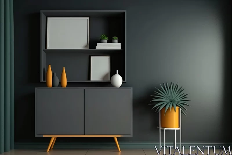 Modern Minimalist Interior with Bold Accents AI Image