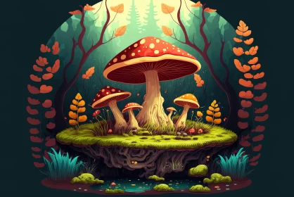 Mushroomcore Art: A Colorful Blend of Nature and Fantasy AI Image