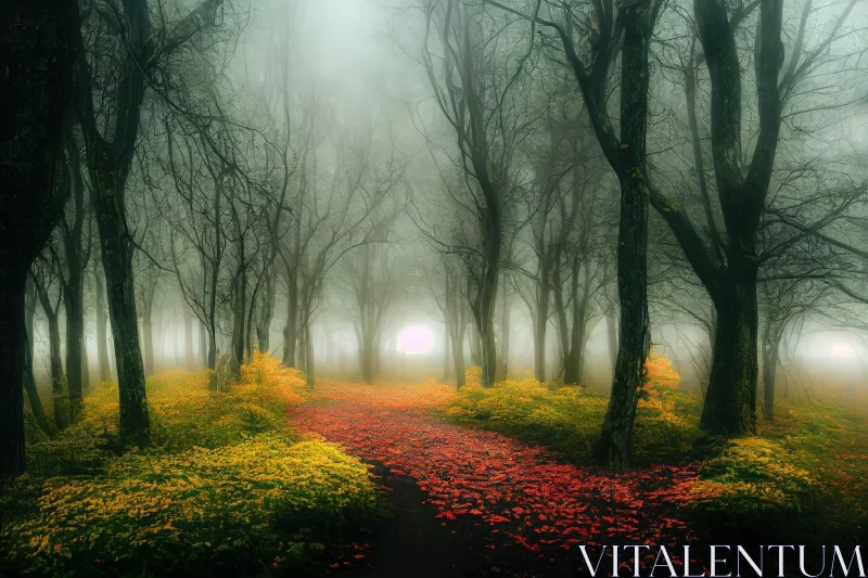 Mystical Forest Path: A Journey Through Atmospheric Landscapes AI Image
