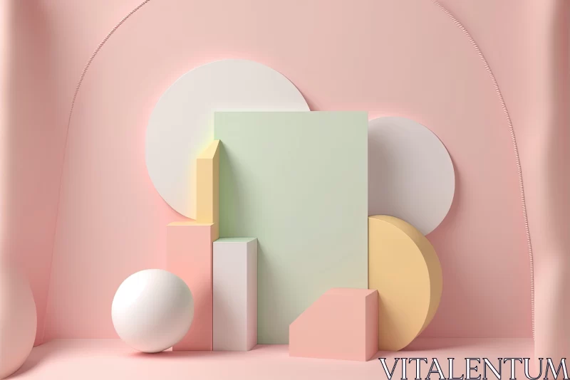 AI ART Pastel Colored Abstract Geometric Balance - Minimalist Still Life