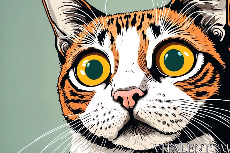 Colorful Cat Illustration in Pop Art Style AI Image