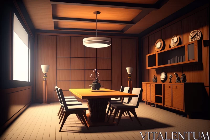 Dark Room with Gold Decor and Green Plants - A Display of Eco-friendly Craftsmanship AI Image