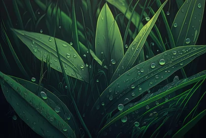 Enigmatic Tropics: Dewdrops on Grass