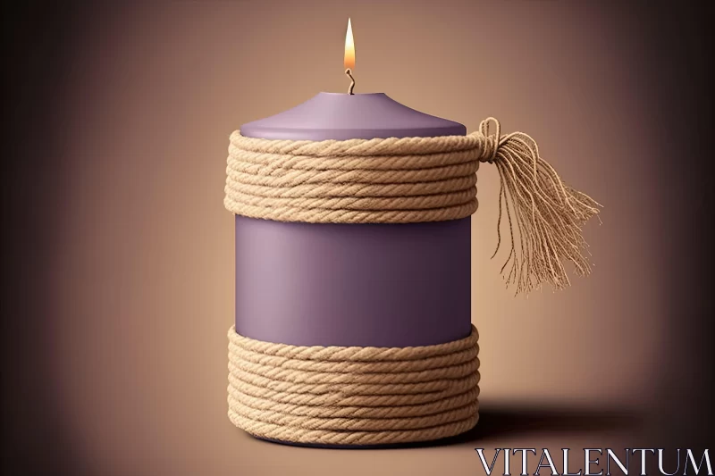 Purple Roped Candle on Brown Backdrop: Abstract Art AI Image