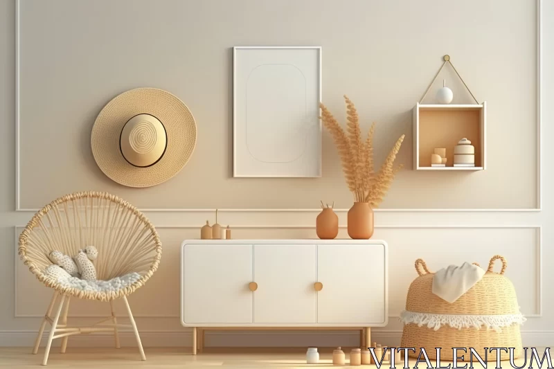 Indonesian Art Inspired Bedroom - 3D Rendered Interior Design AI Image