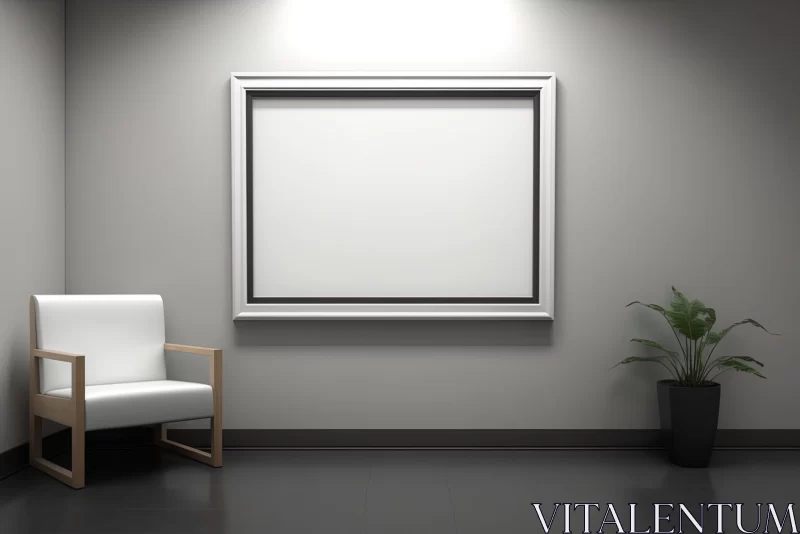 Minimalistic Commercial Art with White Chair and Blank Frame AI Image