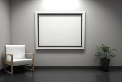 Minimalistic Commercial Art with White Chair and Blank Frame