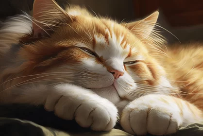 Sleeping Orange Tabby Cat - A Study in Realistic Art