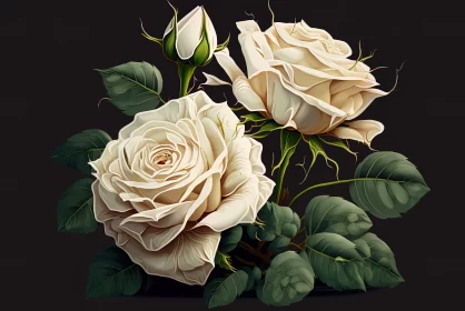 White Roses on Black Background: A Study in Contrast and Romance