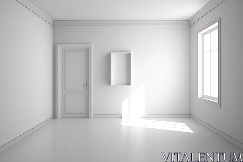 Monochromatic 3D Art Installation of an Empty Room AI Image